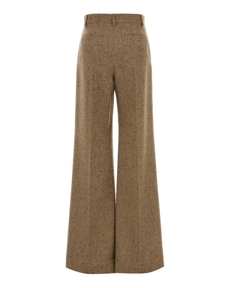 Valentino Garavani Women's Melange Sand Wool Palazzo Pant Avoriobeige Exterior: Virgin Pantaloni Beige