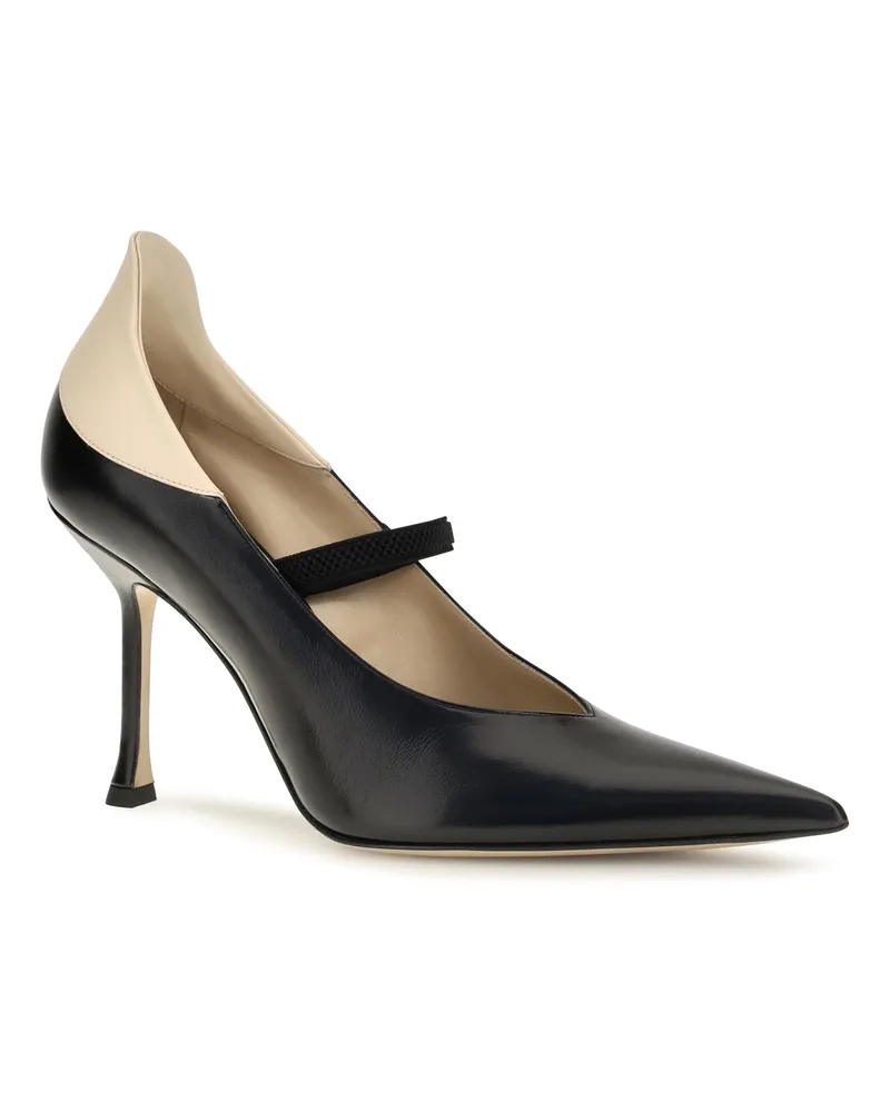 Fendi Women's Two-Tone Calfskin Pumps Nero+rafia High Heel Shoes Black