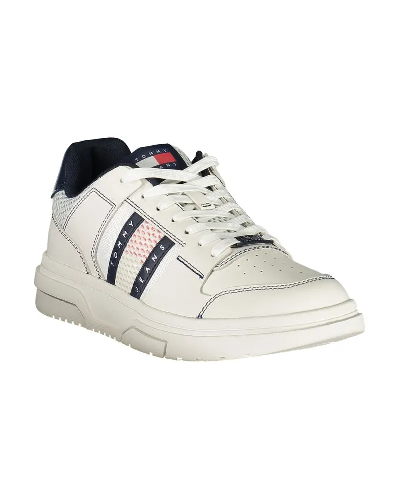 Tommy Hilfiger Contrast-Striped Leather Sneaker — White White