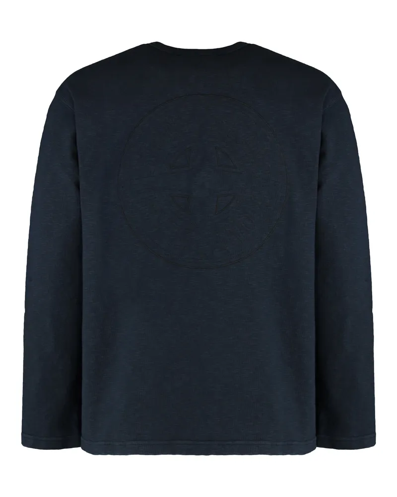 Stone Island Men's Long Sleeve Cotton Jersey T-Shirt Blue T-Shirts And Polos Blue