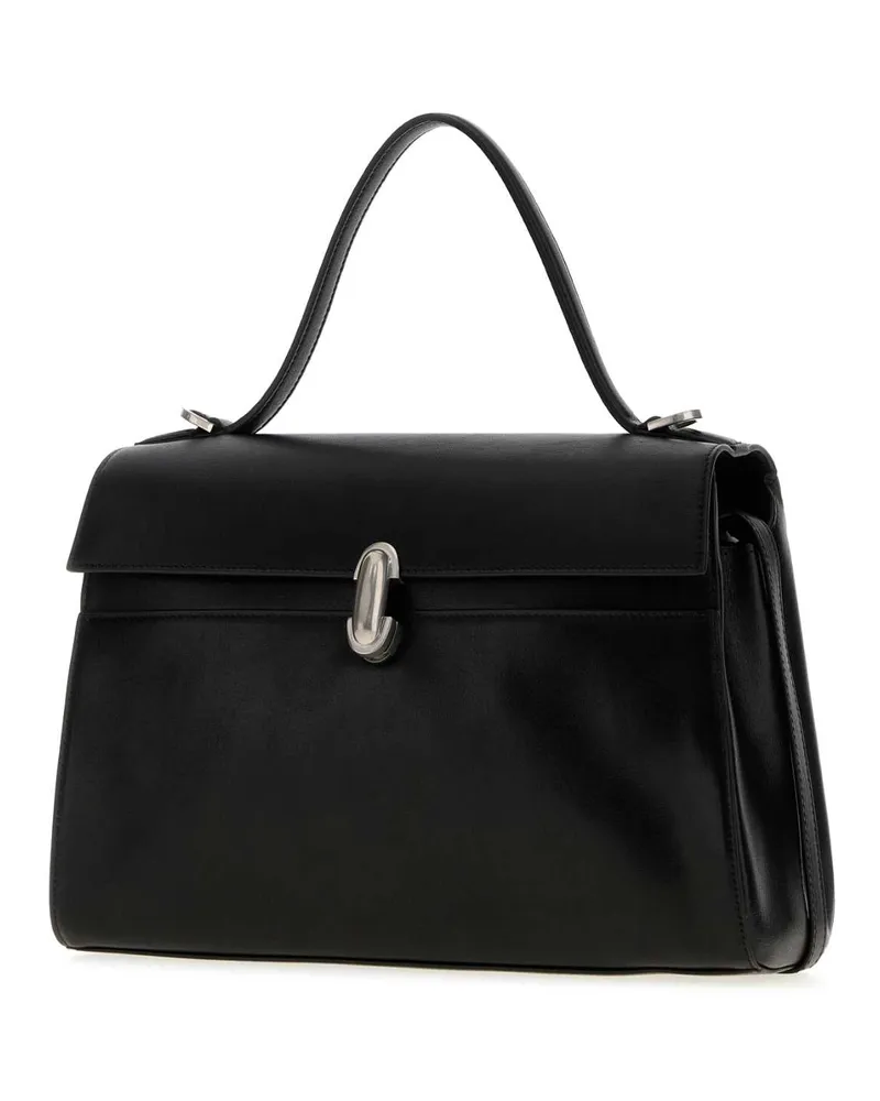 SAVETTE Symmetry Calfskin Leather Shoulder Bag — Black Black