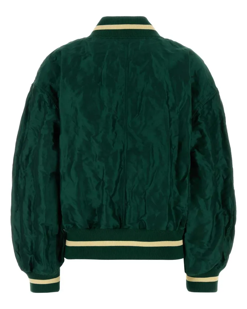 Loewe Women's Dark Green Tech Fabric Bomber Jacket Giubbini Green