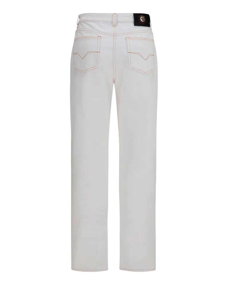 Versace Women's High-Waisted Jeans Optical White Cotton Trousers White