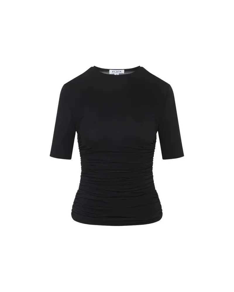 Alaïa Women's Ruched Stretch-Jersey T-Shirt Black T-Shirts And Polos Black