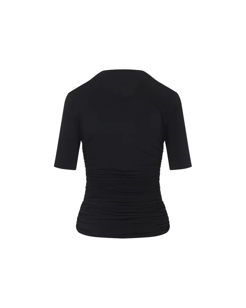 Alaïa Women's Ruched Stretch-Jersey T-Shirt Black T-Shirts And Polos Black