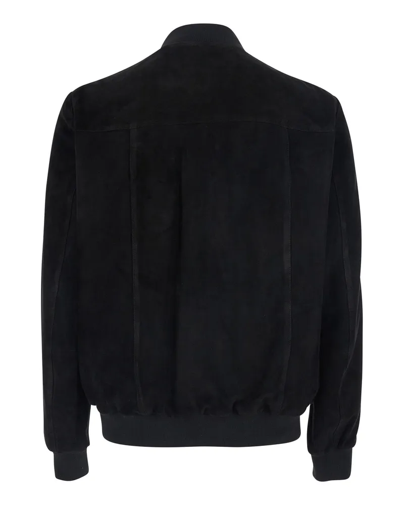 Low Brand Suede High-Collar Jacket — Black Black