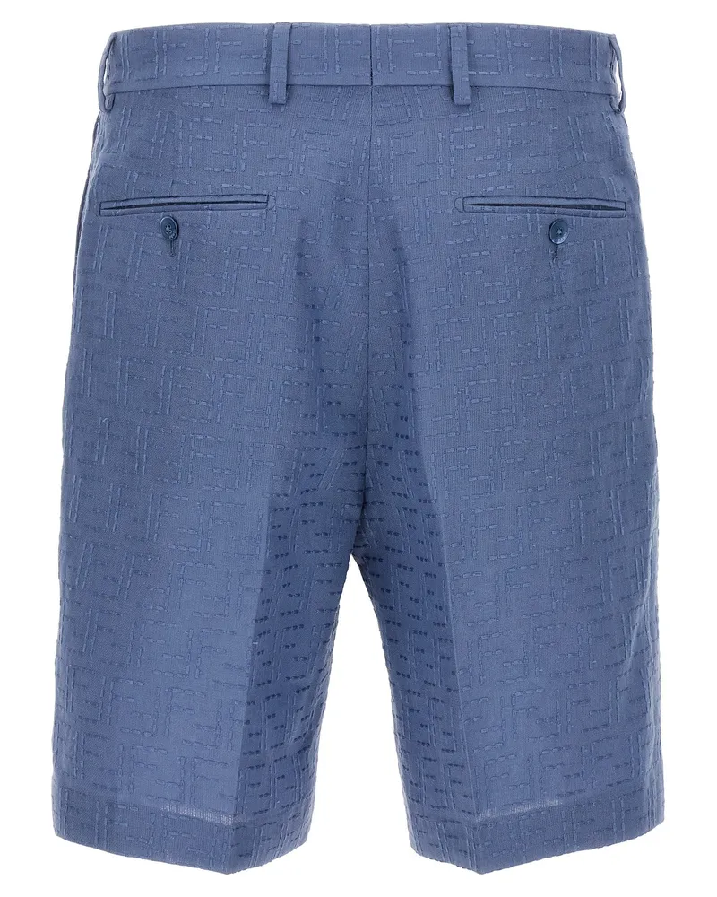 Fendi Men's Blue Linen Bermuda Shorts Blue