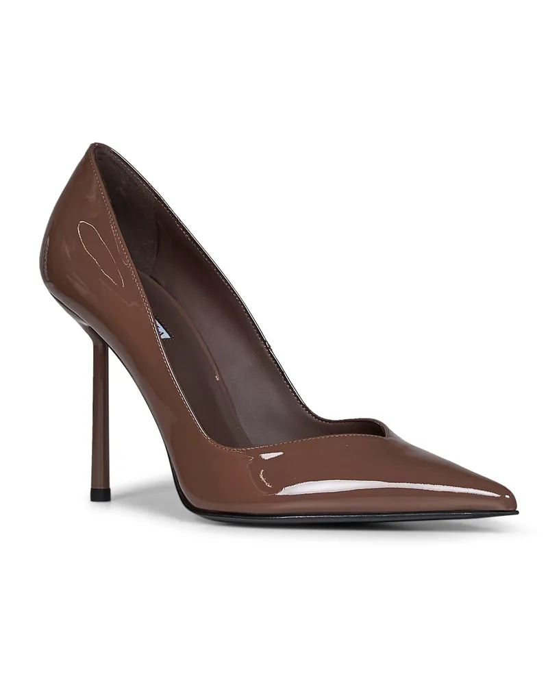 Le Silla Women's Pumps Vivienne Patent Leather Mud Calf High Heel Shoes Brown