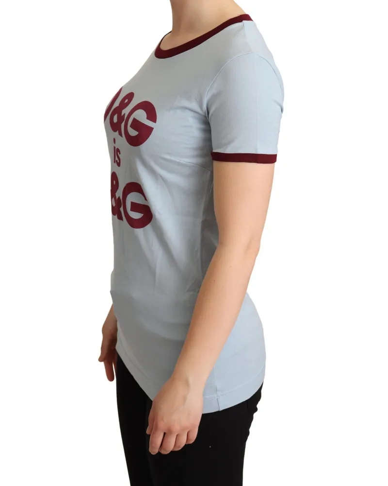 Dolce & Gabbana Women's Blue Crewneck D&g Top T-Shirt Cotton Blue