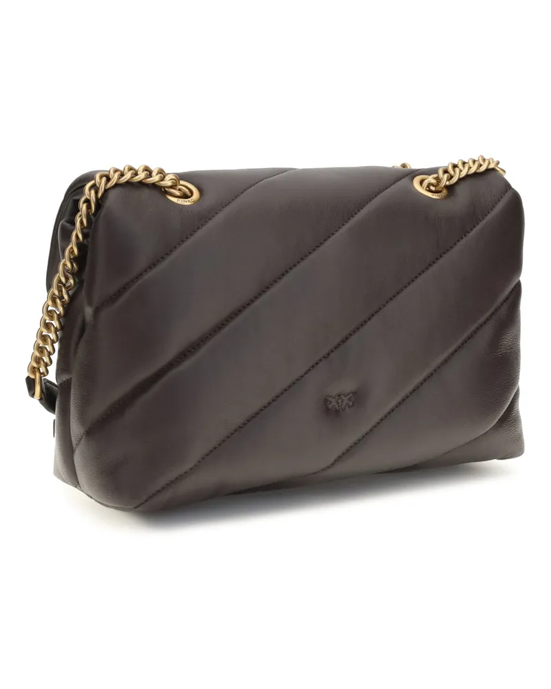 Pinko Women's Shoulder Bag Love Classic Marasca Brown Brown-Antique Gold Calf Leather Brown/antique Brown
