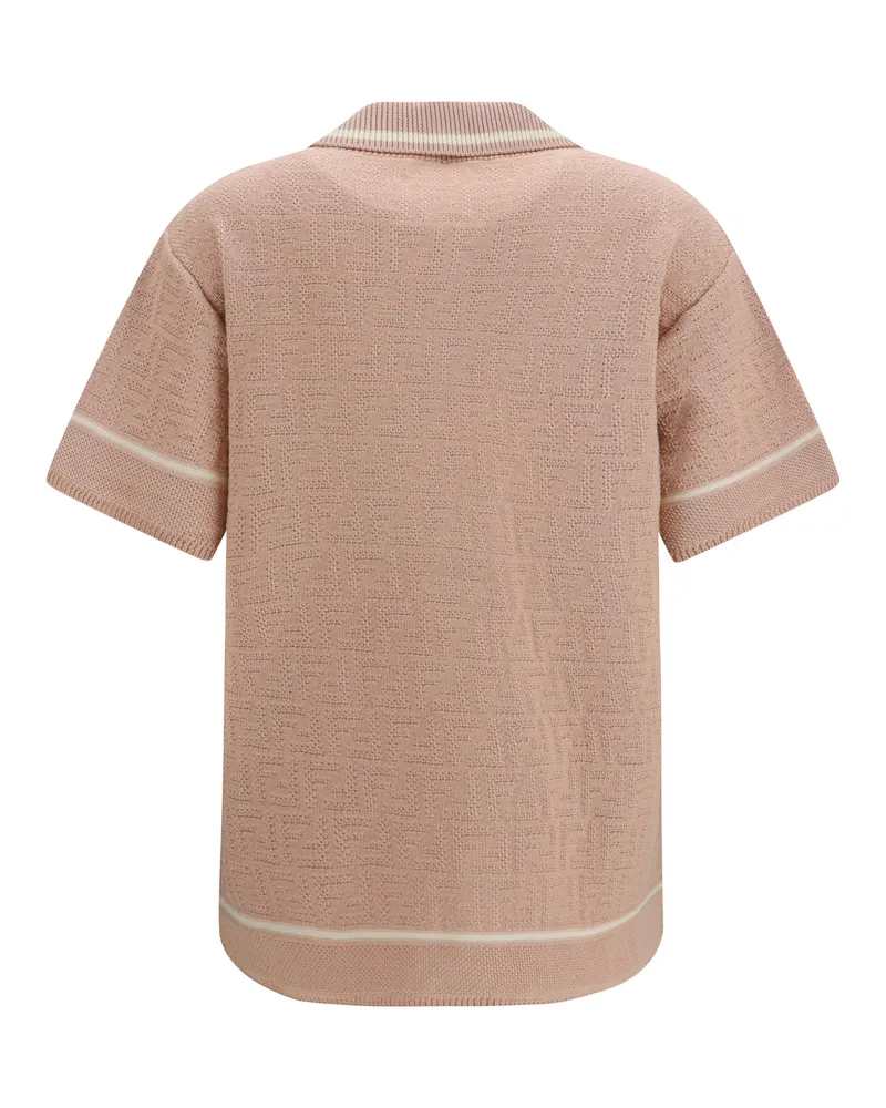 Fendi Women's Ff All-Over Crochet Shirt Powder Pink-26 Cotton Pink