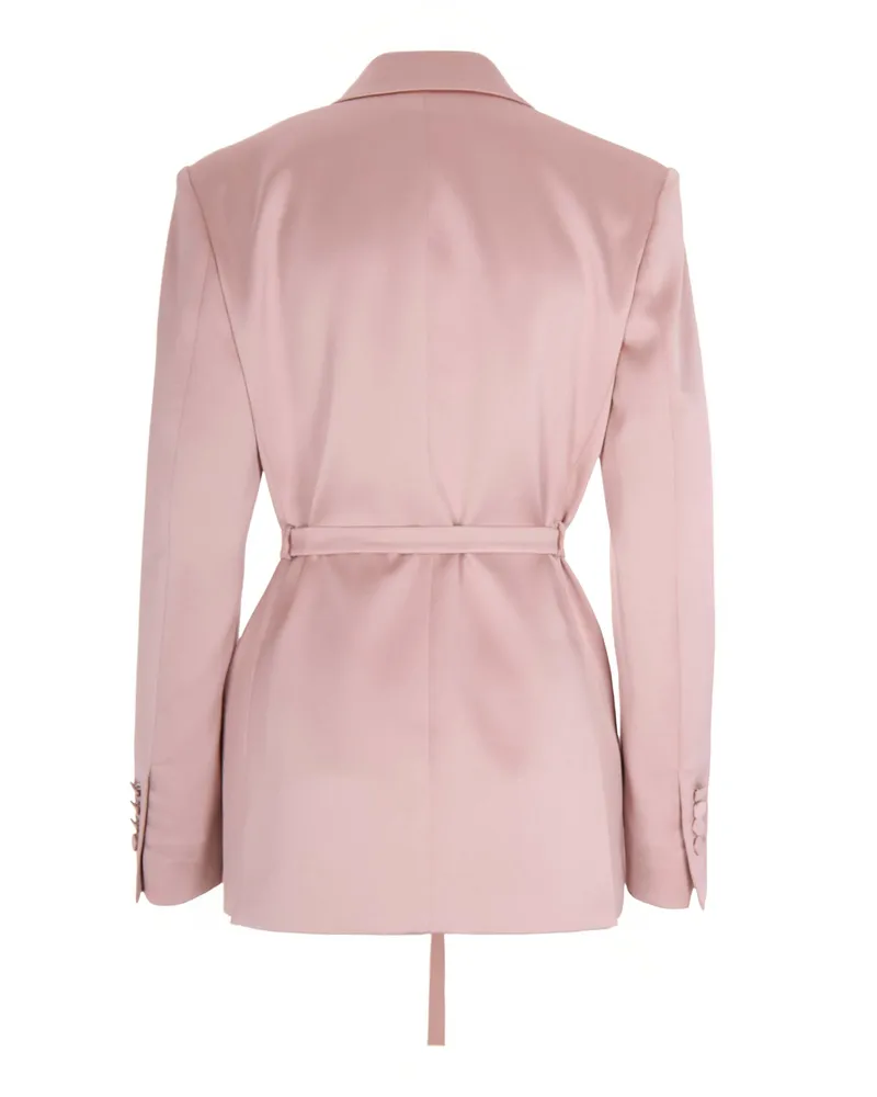 ANDAMANE Women's Blazer Wilder Petal With Belt Polyester Jacket Pink