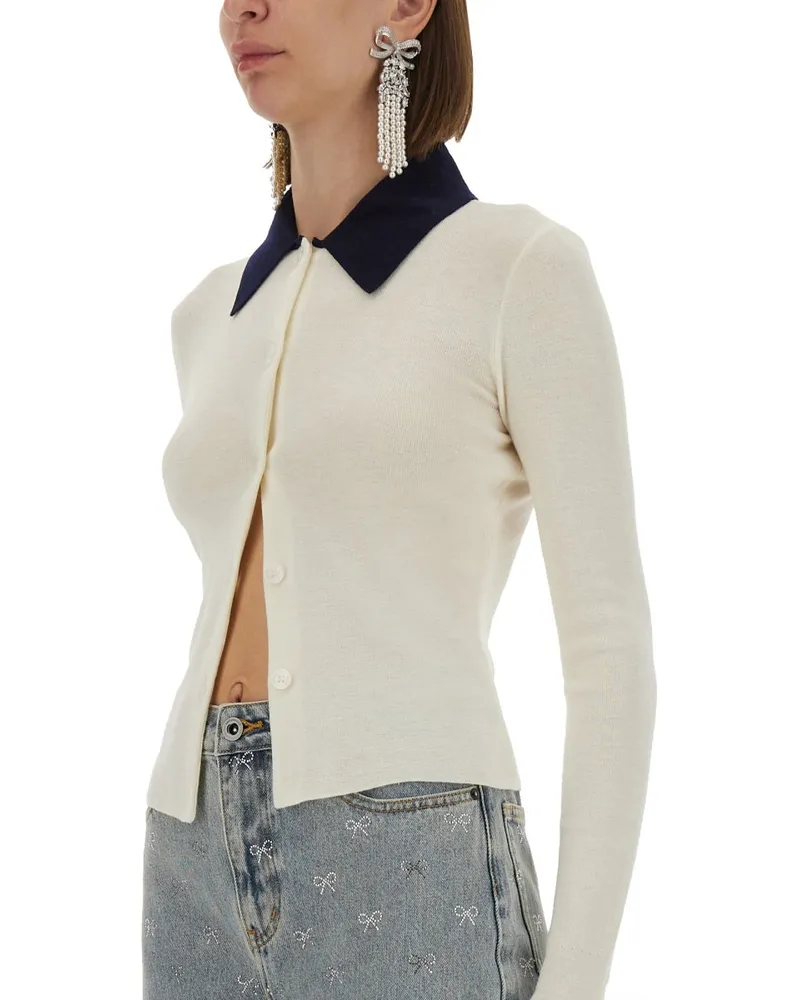 Self-Portrait Merino Wool Cardigan — White White