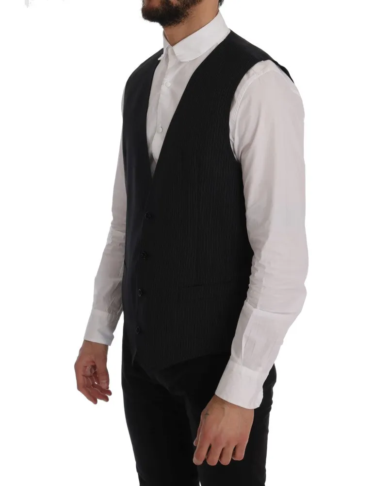 Dolce & Gabbana Men's Gray Wool Stretch Vest Clothing Gray