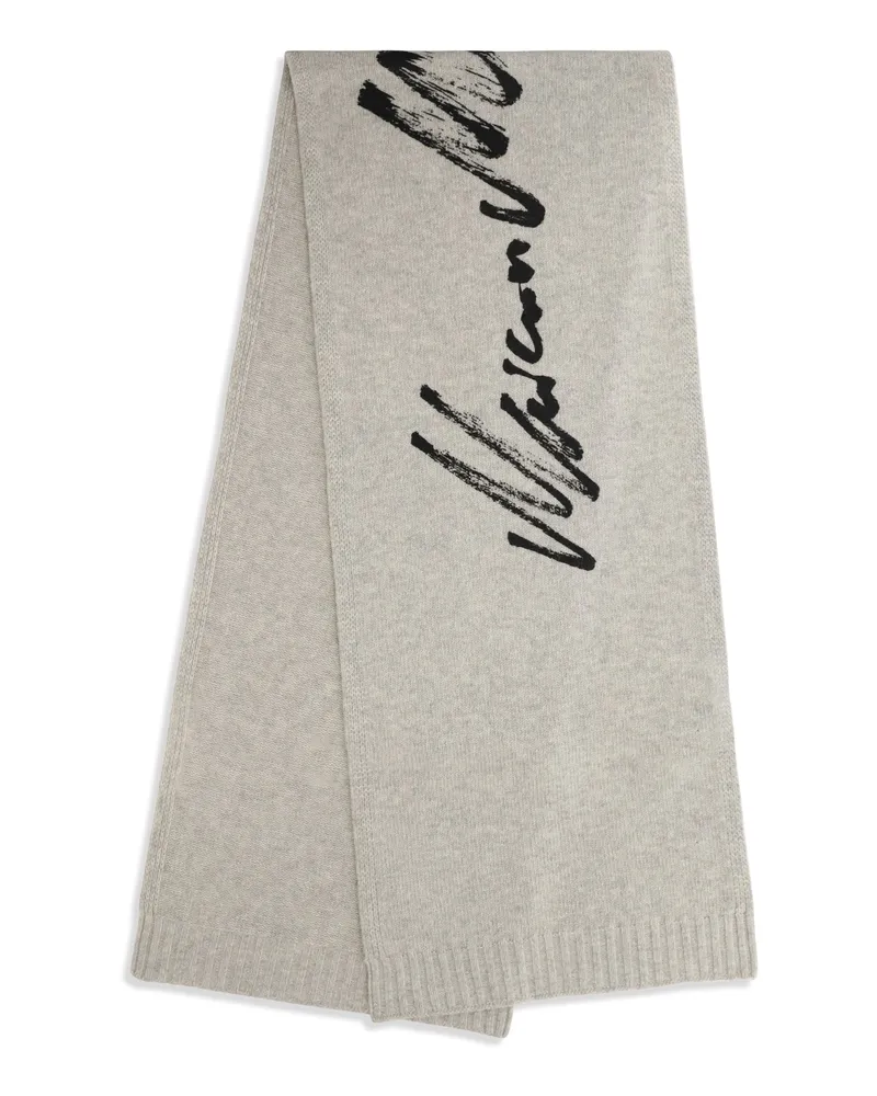 Maison Margiela Women's Scarf Signature Grey Melange-Black Print Wool (ovis Aries) Melange/black Scarfs Gray