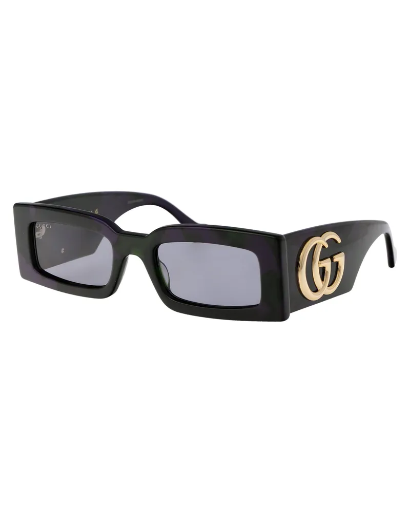 Gucci GG1425S Acetate Rectangle Sunglasses — Gray Gray