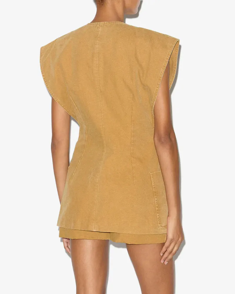 Isabel Marant Denim Overshirt Vest — Caramel Caramel