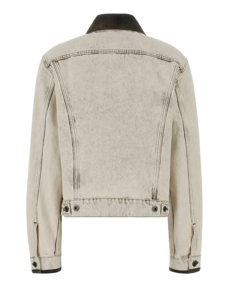 Miu Miu Women's White Denim Jacket Bianco Exterior: Cotton Giubbini White