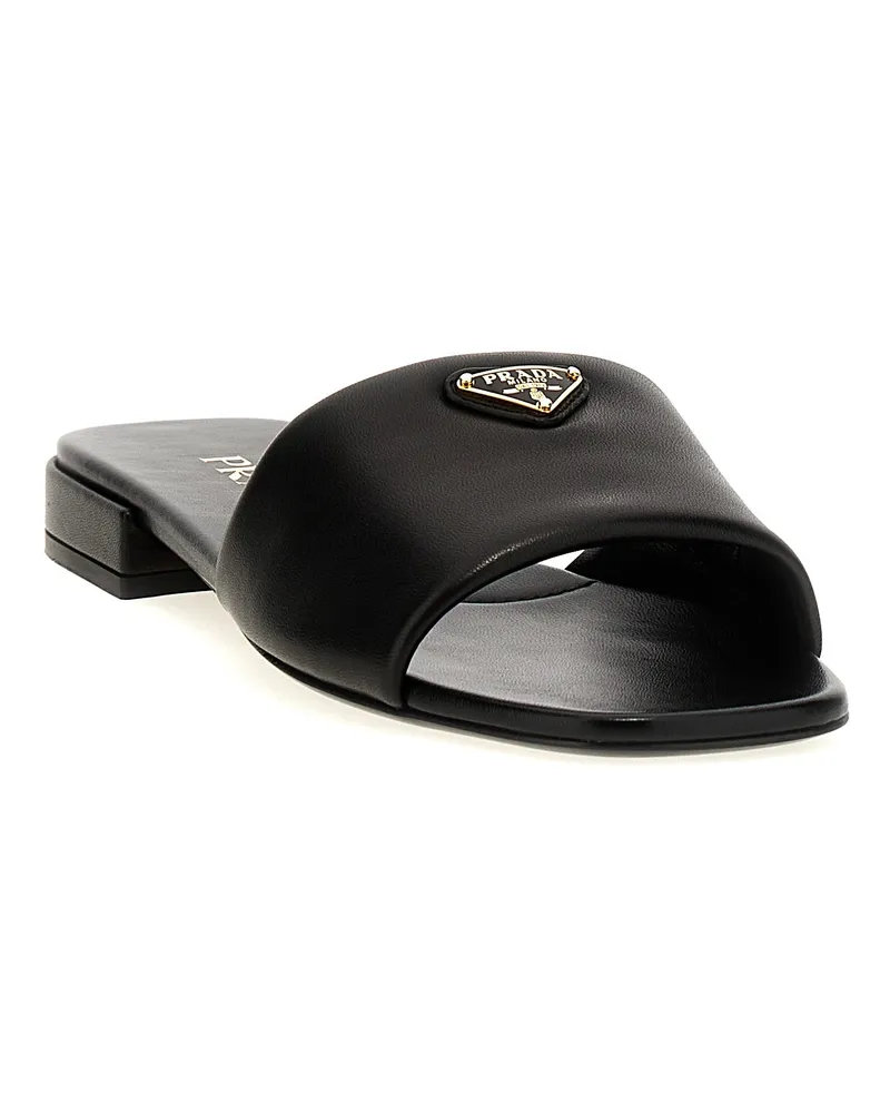 Prada Women's Black Lamb Leather Slides Shoe Black