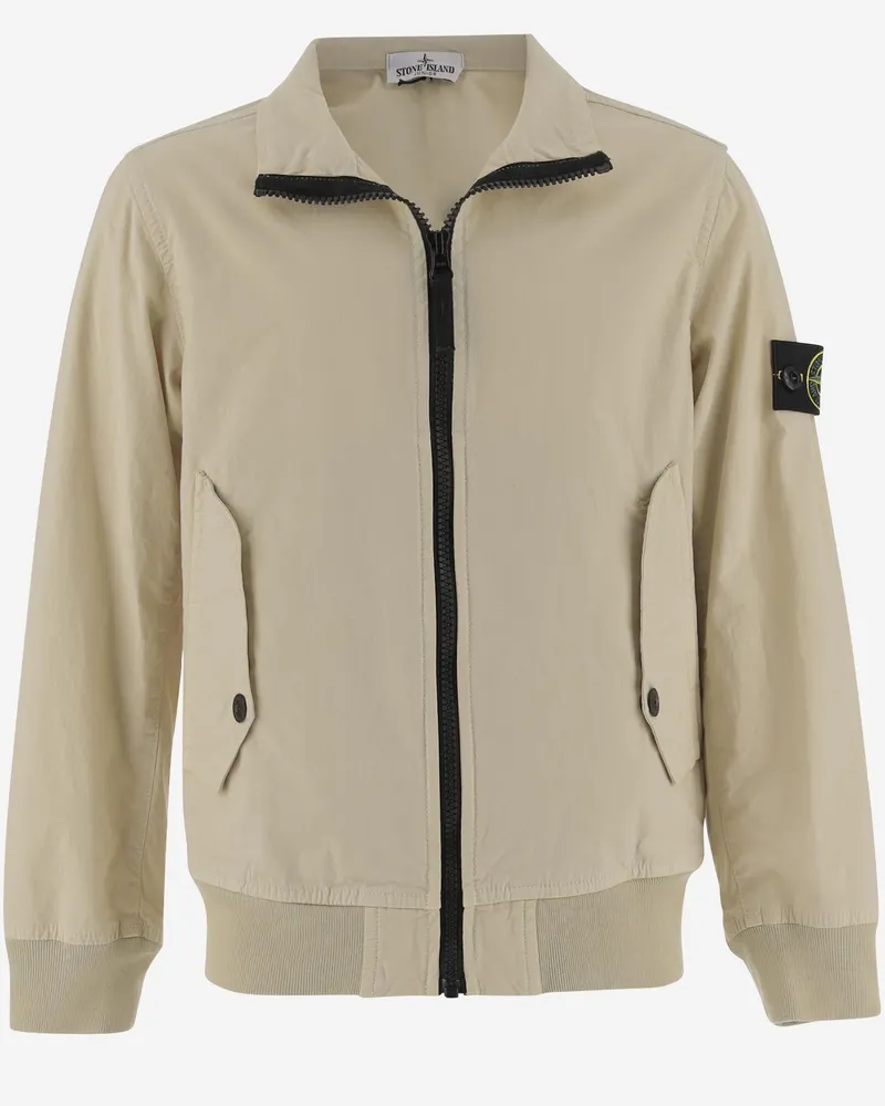 Stone Island Kids' Jacket Stretch Cotton Beige Cotton; Elastane Beige