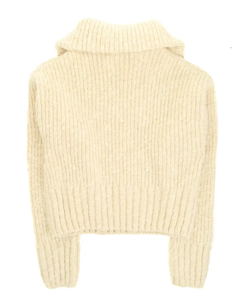 AMI Paris Brushed Merino Wool-Blend Sweater — White White
