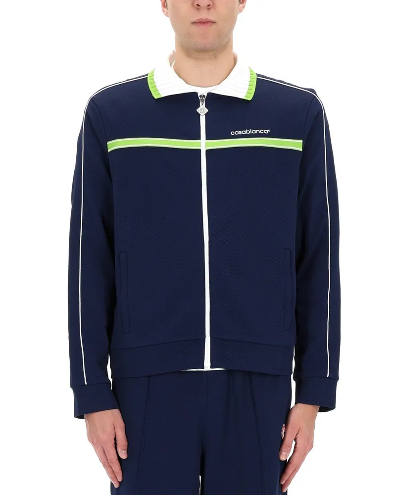 Casablanca Paris Zip Sweatshirt Jacket — Blue Blue