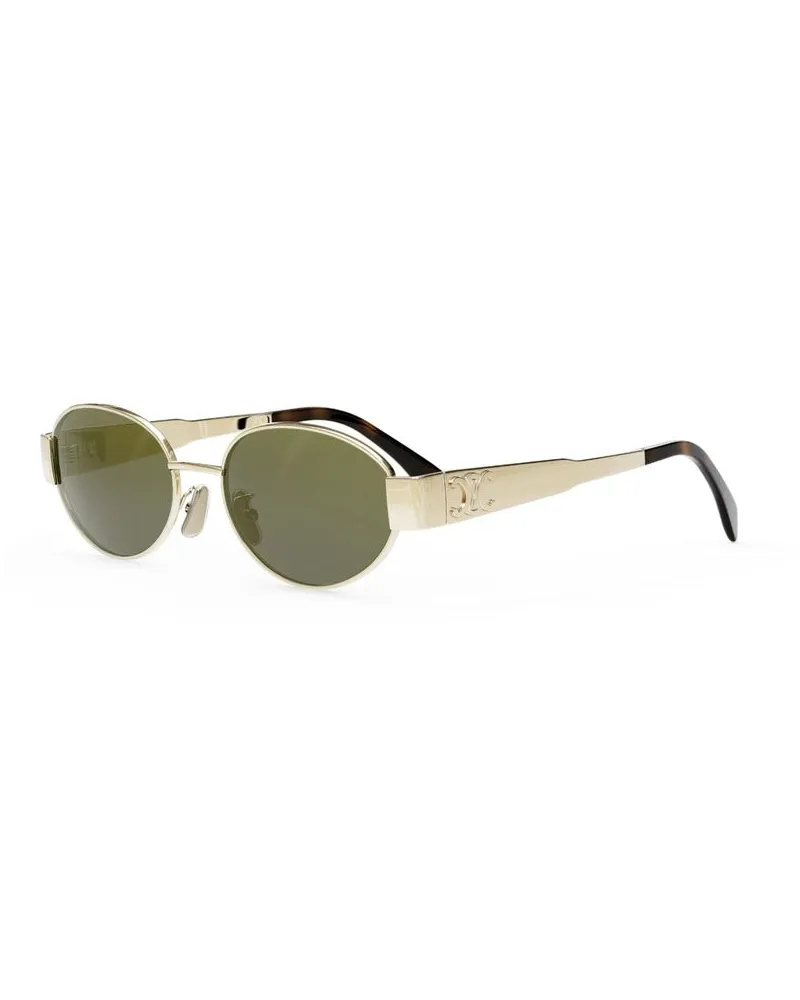 Celine CL40235U Metal Oval Sunglasses — Gold Gold