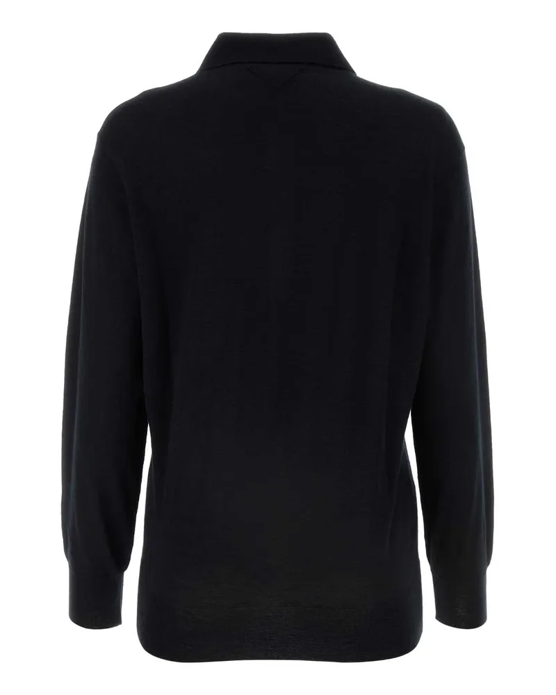 Prada Women's Black Cashmere Polo Shirt Nero Ws-Trochus Niloticus Black