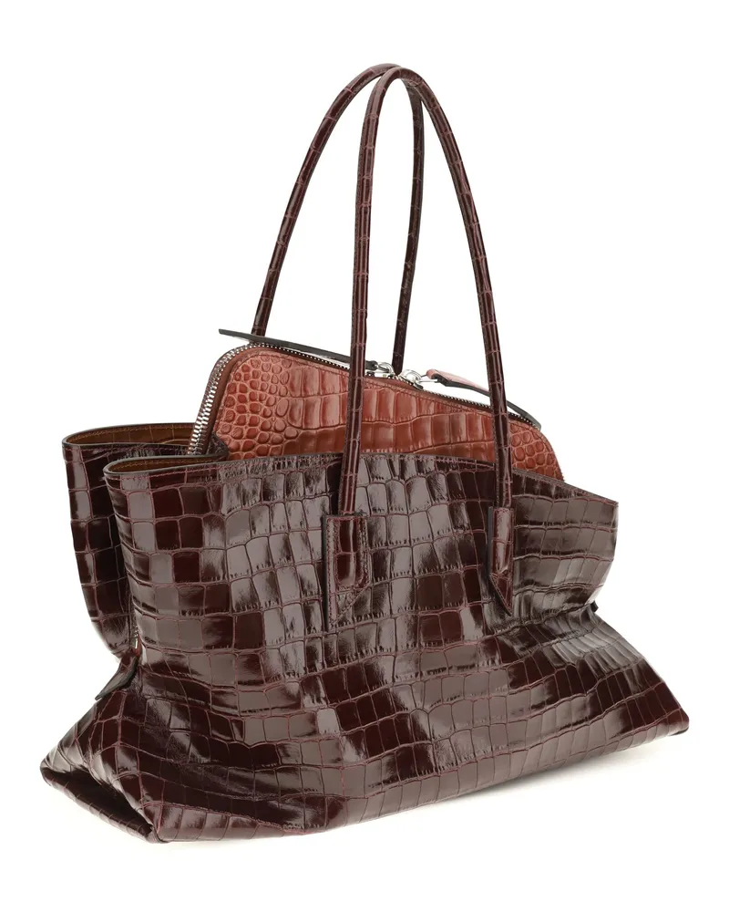 ATTICO Women's La Passeggiata Medium Shoulder Bag 823 Calf Leather Bos Taurus Brown