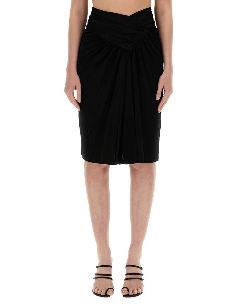 Saint Laurent Viscose Pencil Skirt — Black Black