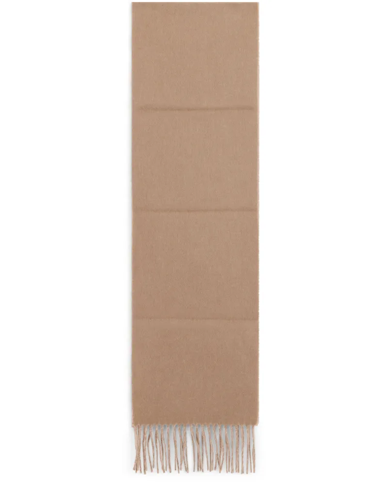 Vivienne Westwood Women's Scarf With Fringes Camel Wool Scarfs Camel