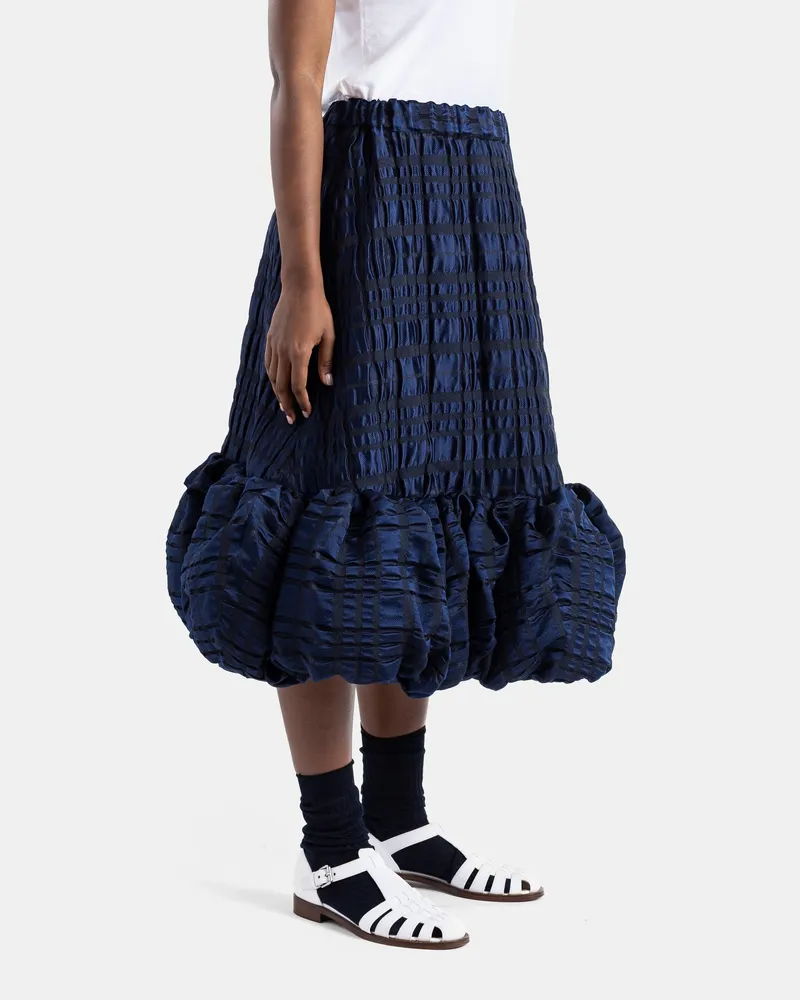 Noir Kei Ninomiya Women's Navy Mid-Length Skirt With Volume Blue Navy
