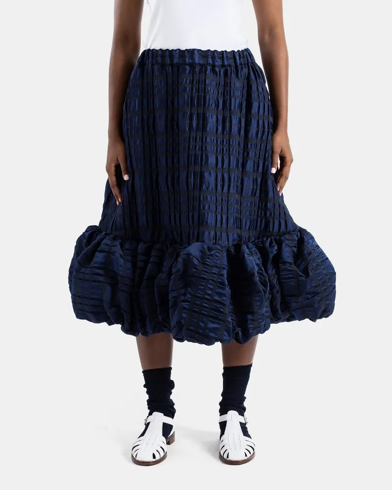 Noir Kei Ninomiya Women's Navy Mid-Length Skirt With Volume Blue Navy