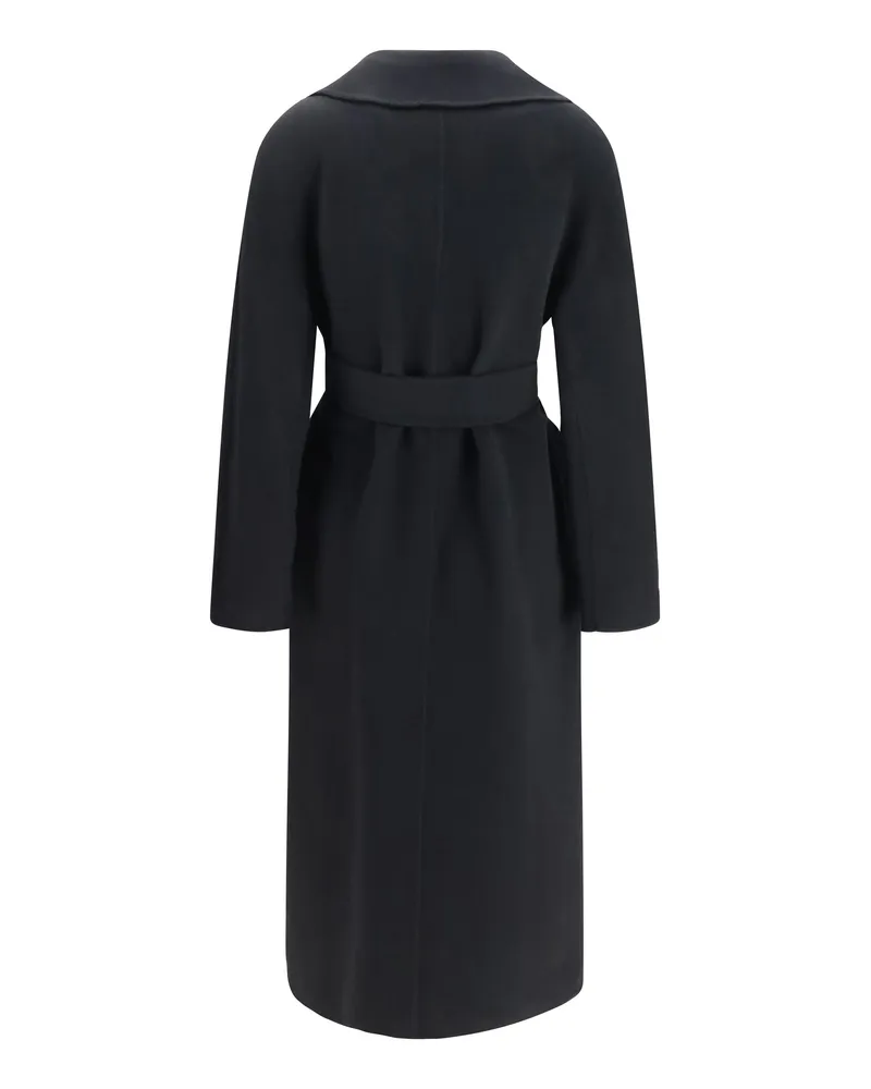 Max Mara Women's Long Robe Coat Wool, Cashmere And Silk Nero Black