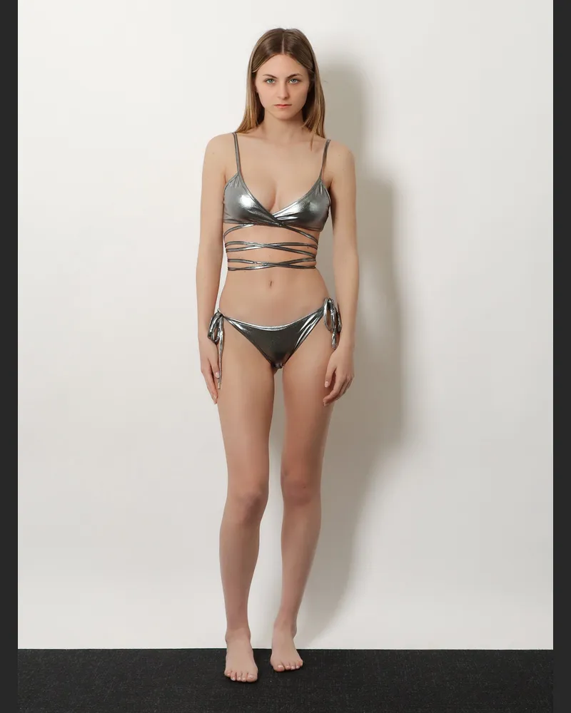 ATTICO Women Lycra Bikini Il Primo Bagno Silver Polyester Swimwear Sea Clothing Silver
