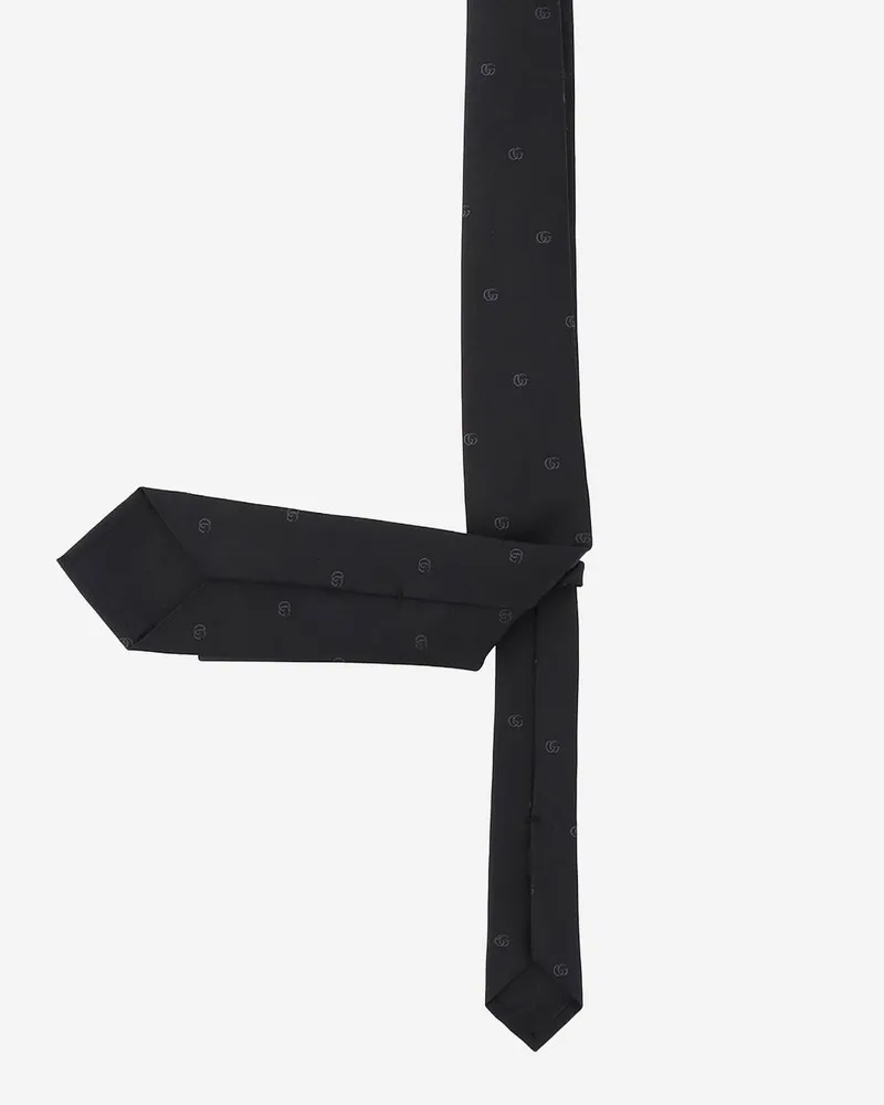 Gucci Men's Silk Jacquard Tie Double G Black Ties & Bow Black