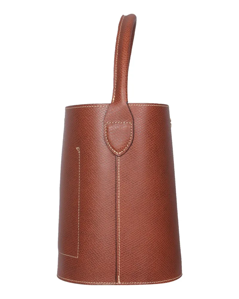 Longchamp Women's Cuir De Russie Bucket Bag Brown Leather Handbags Hand Brown