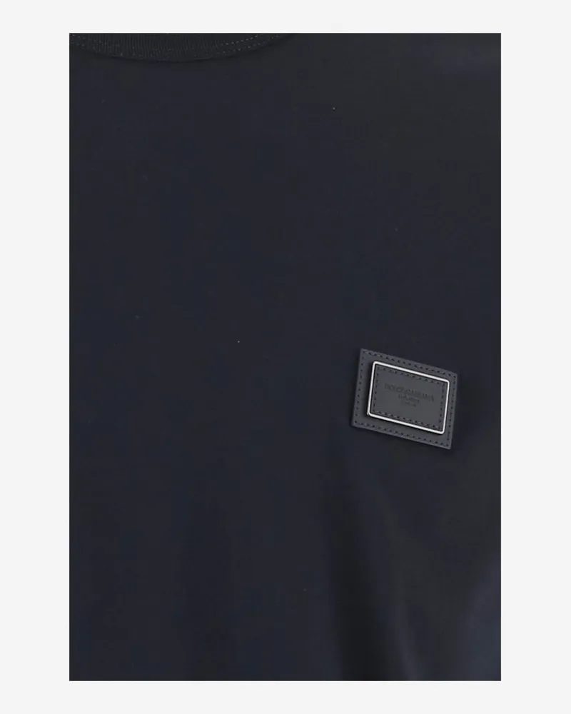 Dolce & Gabbana Cotton Jersey With Patch T-Shirt — Navy Navy