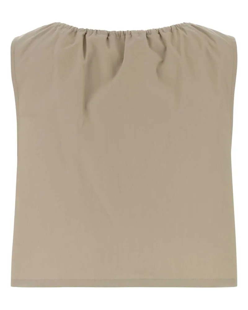 Miu Miu Women's Sand Panama Top Calce Exterior: Cotton Polyester Maglieria Sweater Beige