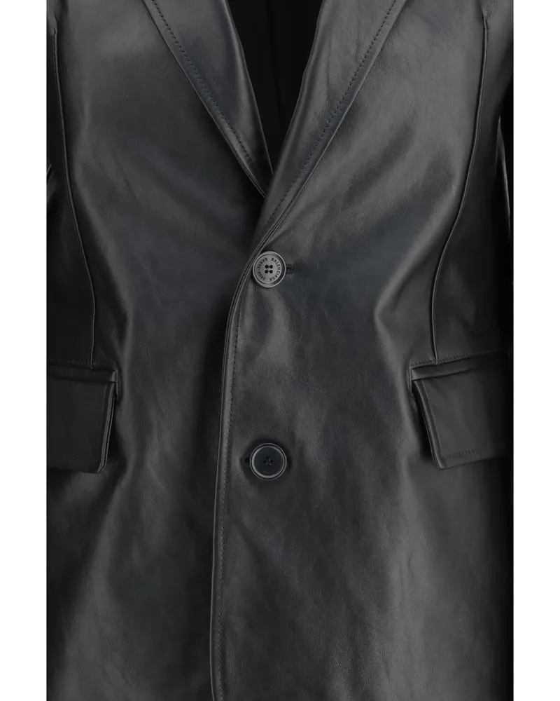 Balenciaga Women Jacket Standard Black Calf Leather Black