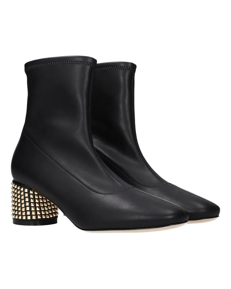 Casadei Women's Black Leather Ankle Boots Black