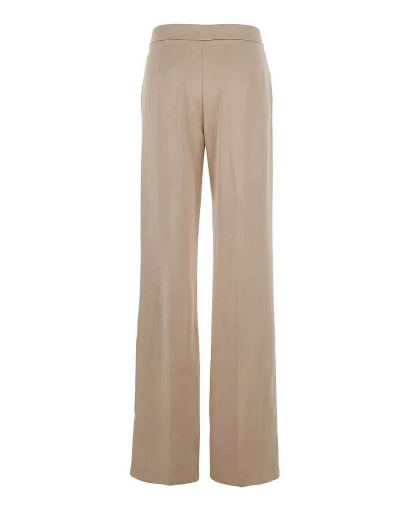 ANDAMANE Women's Beige Pants With Front Pences Tech Fabric Trousers Beige