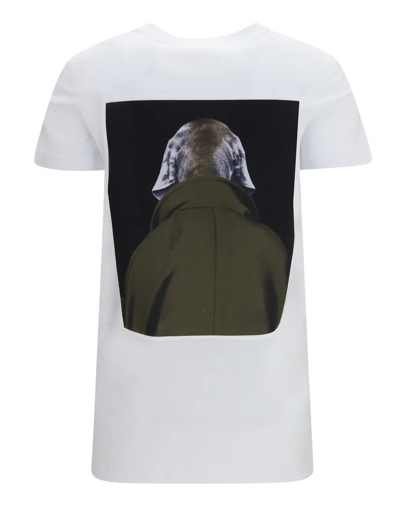 Max Mara Women Calca Graphic Print T-Shirt Fondo Bianco Wegman Cappotto Kaki Scuro Cotton; Elastane Top White