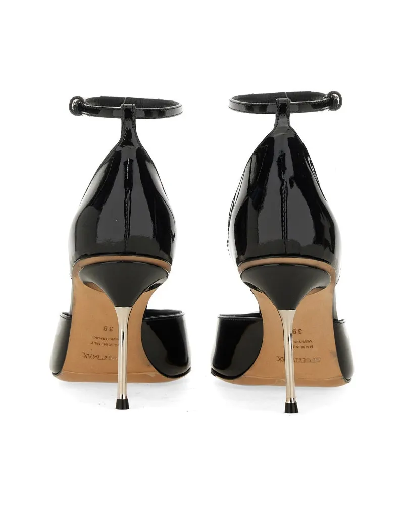 SPORTMAX Leather Mary Jane Pumps — Black Black