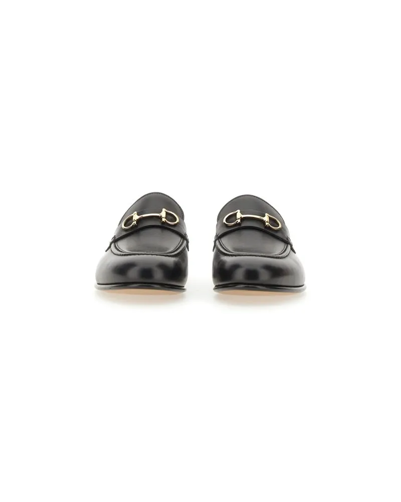 Ferragamo Gancini Moccasin Mule Loafer — Black Black