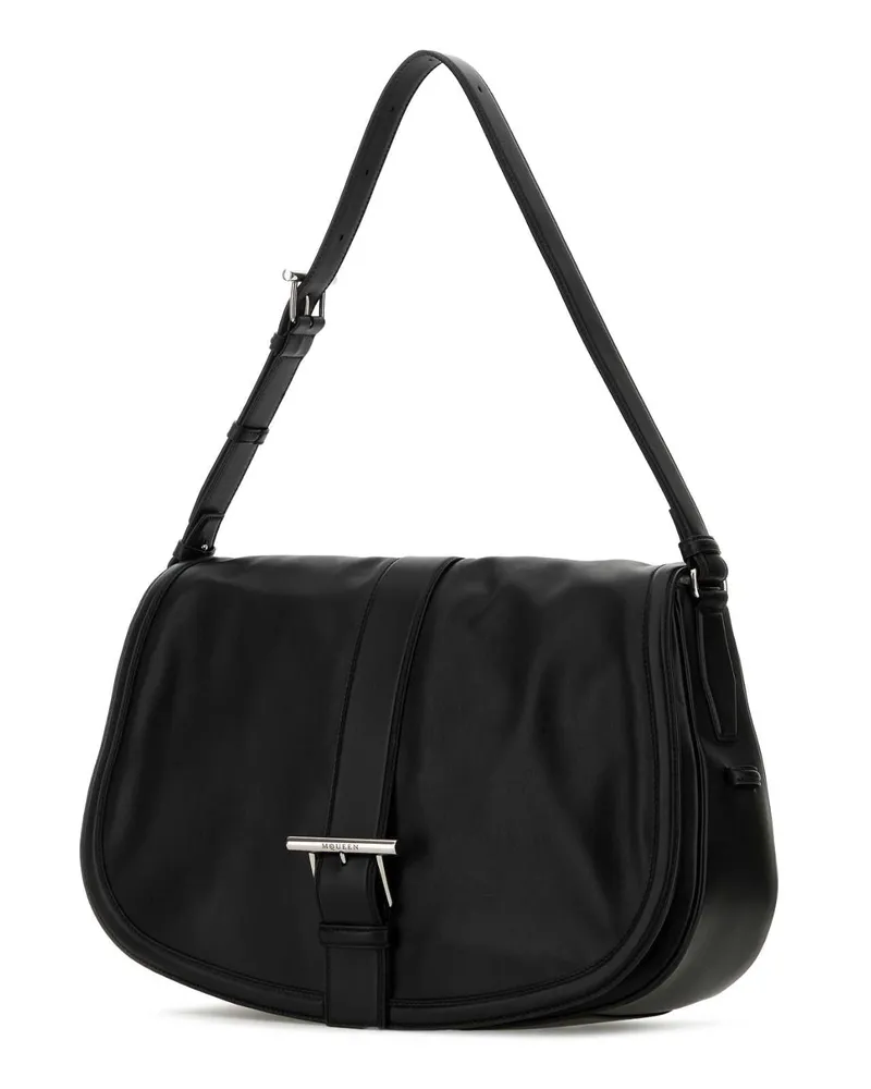 Alexander McQueen Men's Black Leather Maxi Satchel Shoulder Bag Blacksilver Borse A Mano Black