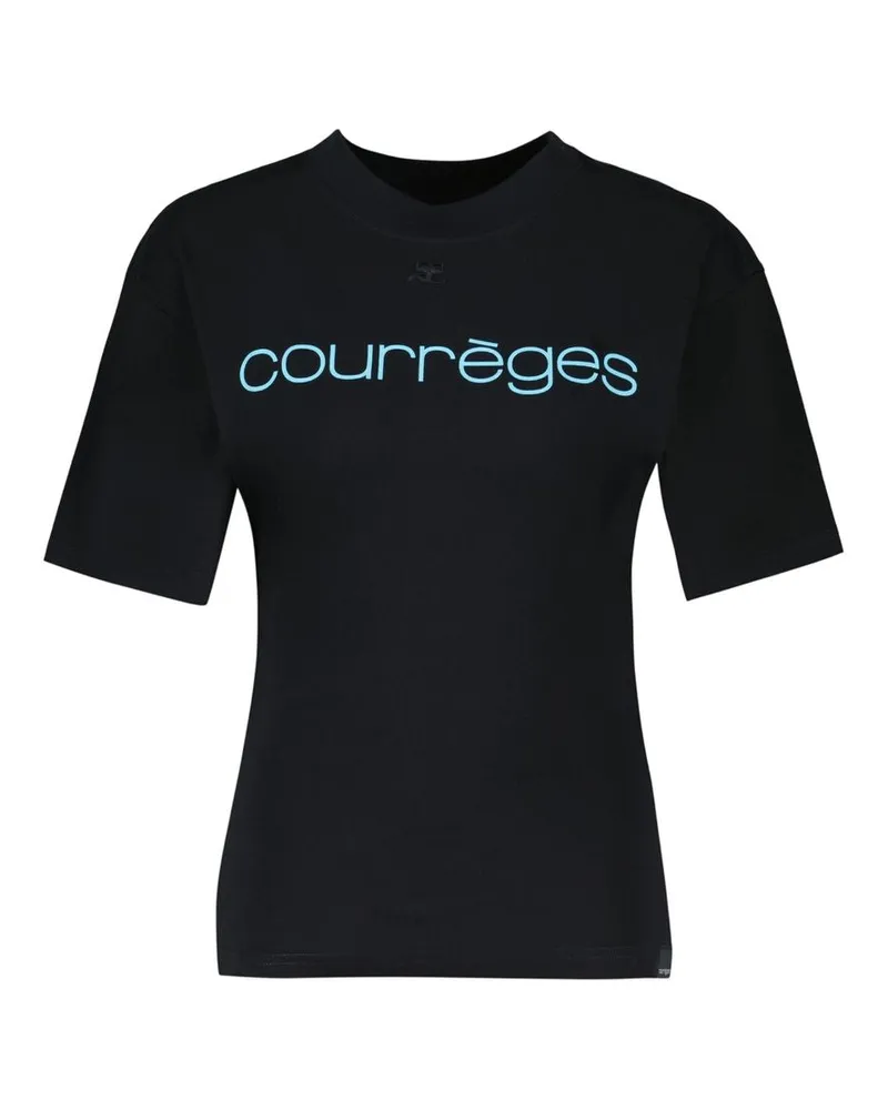 Courrèges Women's Waisted Printed T-Shirt -  Cotton Black Concept-Store Ready-To-Wear Black