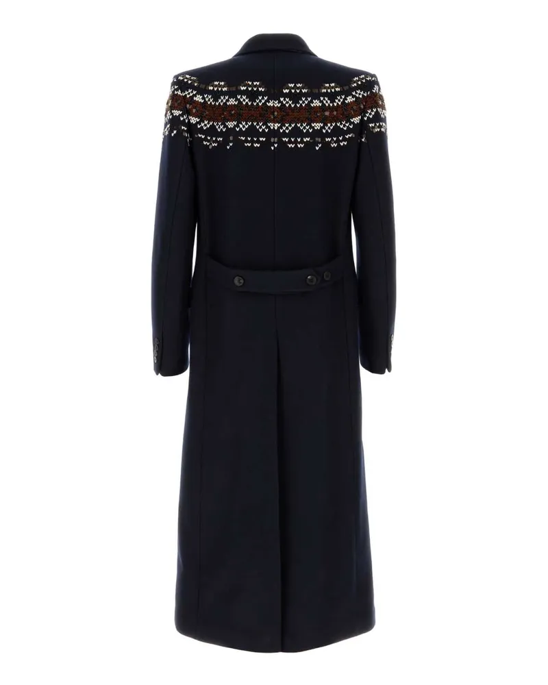 Dries van Noten Men's Navy Blue Wool Blend Coat Cappotti Navy