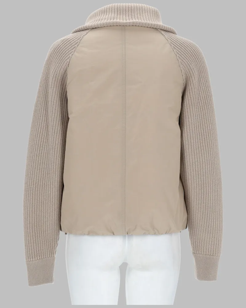 Brunello Cucinelli Technical Cotton Taffeta Down Jacket — Beige Beige