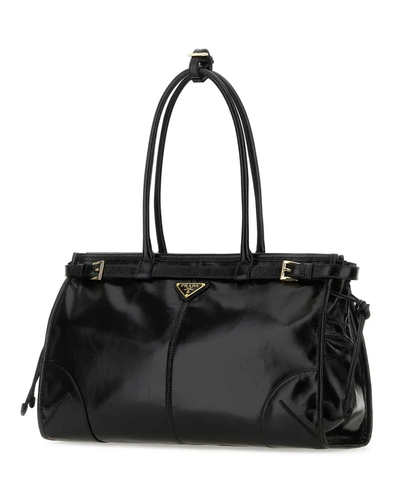 Prada Women's Black Leather Shoulder Bag Nero Vitello Borse A Mano Black